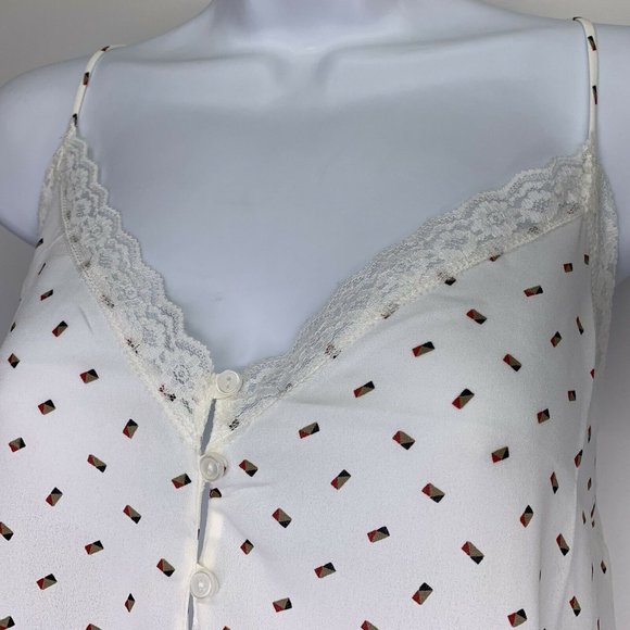 Lush Camisole Size Large Cream Button Front Lace - Picture 3 of 8